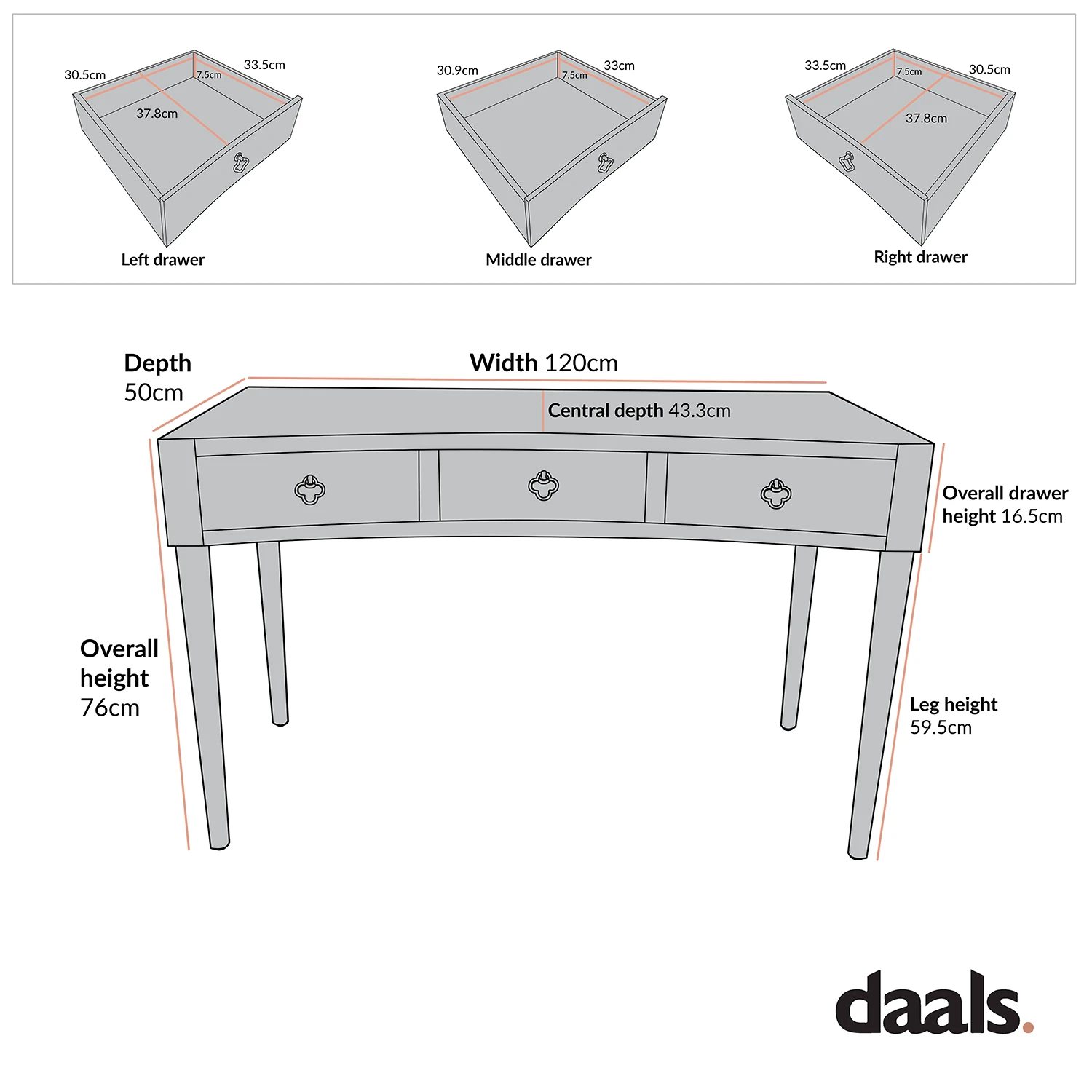 Thalia Concave Dressing Table, Silver Oak 6 Thalia Concave Dressing Table, Silver Oak - Image 6