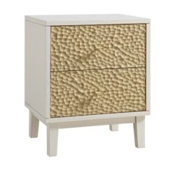Bianca Chip Carved Bedside Table, Sand Beige & Ivory 17 Bianca Chip Carved Bedside Table, Sand Beige & Ivory -Daals Store XXNS 007 TAUPE WHITE WB2