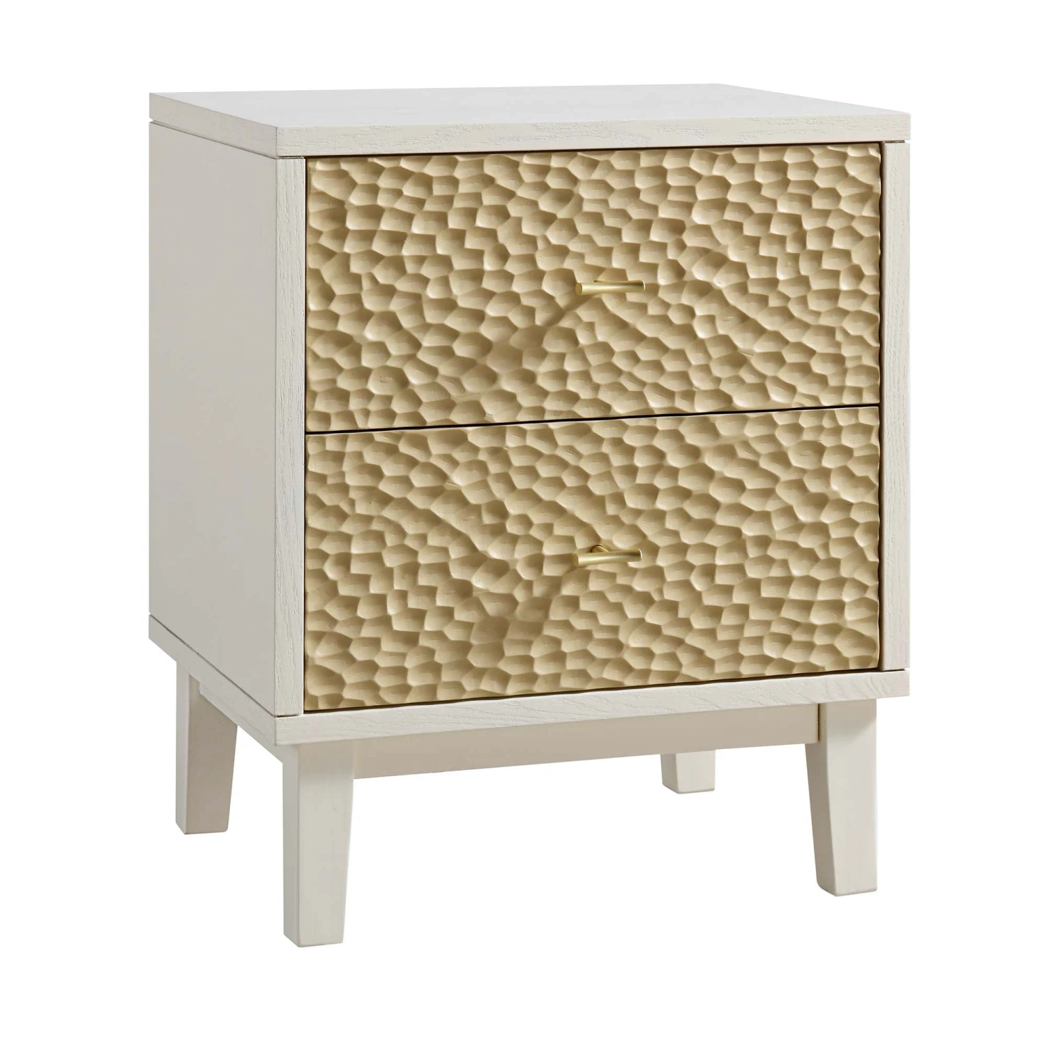 Bianca Chip Carved Bedside Table, Sand Beige & Ivory 5 Bianca Chip Carved Bedside Table, Sand Beige & Ivory - Image 5