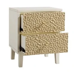 Bianca Chip Carved Bedside Table, Sand Beige & Ivory 19 Bianca Chip Carved Bedside Table, Sand Beige & Ivory -Daals Store XXNS 007 TAUPE WHITE WB3