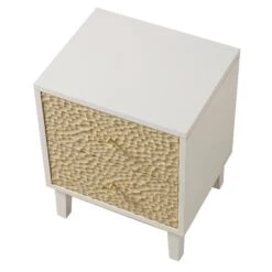 Bianca Chip Carved Bedside Table, Sand Beige & Ivory 20 Bianca Chip Carved Bedside Table, Sand Beige & Ivory -Daals Store XXNS 007 TAUPE WHITE WB4