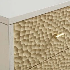 Bianca Chip Carved Bedside Table, Sand Beige & Ivory 23 Bianca Chip Carved Bedside Table, Sand Beige & Ivory -Daals Store XXNS 007 TAUPE WHITE detail1