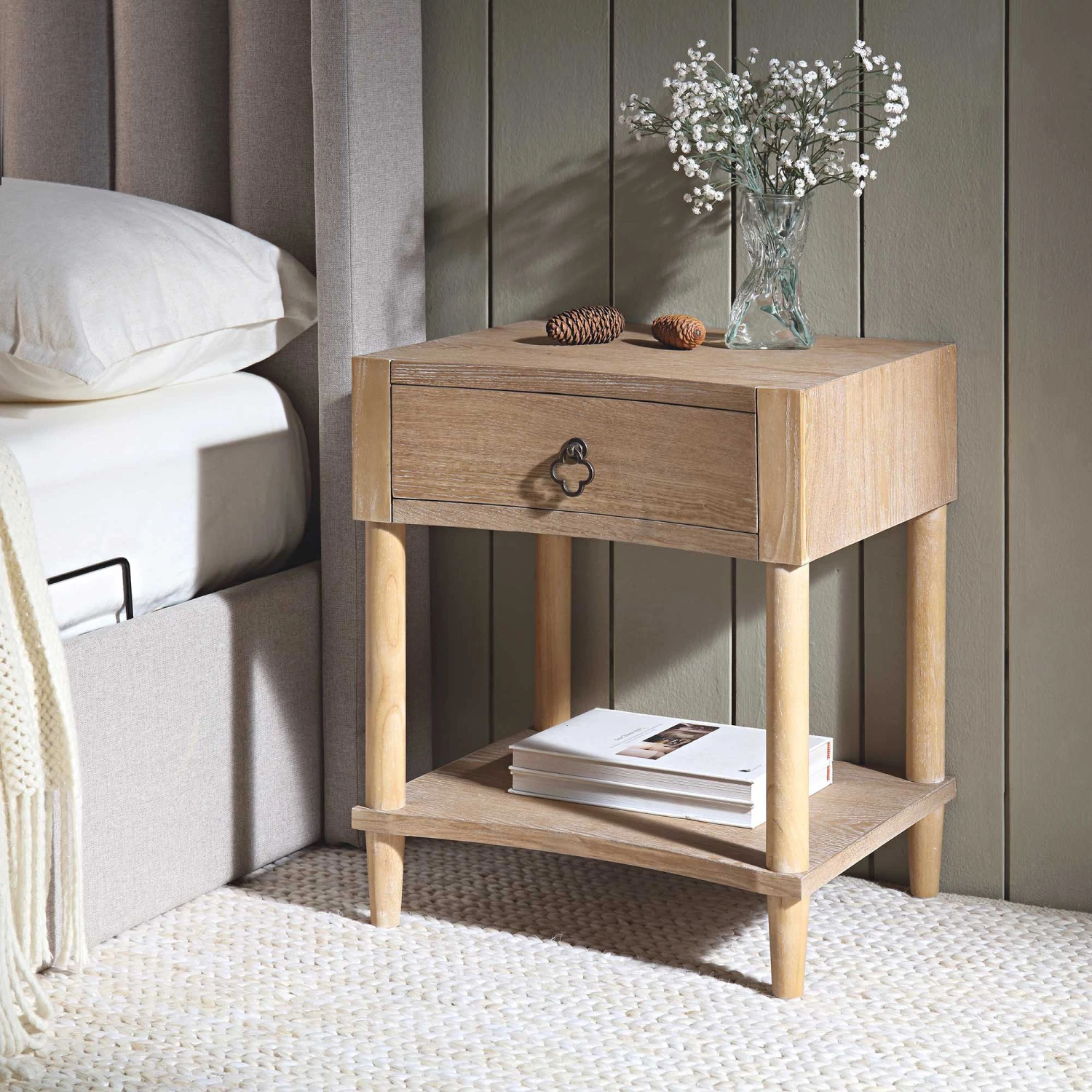 Thalia Concave 1 Drawer Bedside Table, Natural 1 Thalia Concave 1 Drawer Bedside Table, Natural