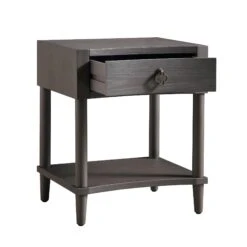 Thalia Concave 1 Drawer Bedside Table, Silver Oak -Daals Store XXNS 020 SILVEROAK WB3