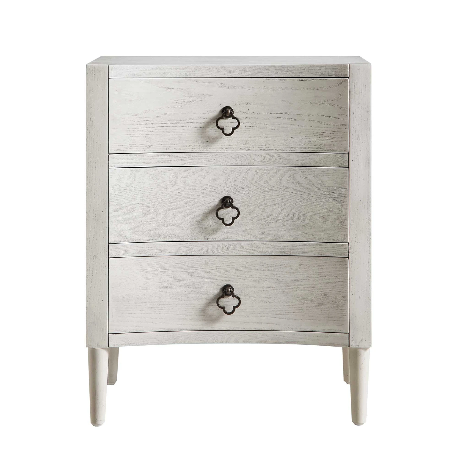Thalia Concave 3 Drawer Bedside Table, Washed White 4 Thalia Concave 3 Drawer Bedside Table, Washed White - Image 4
