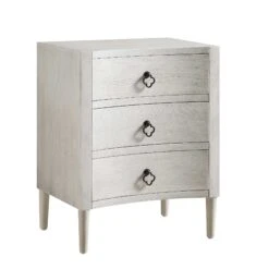 Thalia Concave 3 Drawer Bedside Table, Washed White 19 Thalia Concave 3 Drawer Bedside Table, Washed White -Daals Store XXNS 021 WHITEWASH WB2