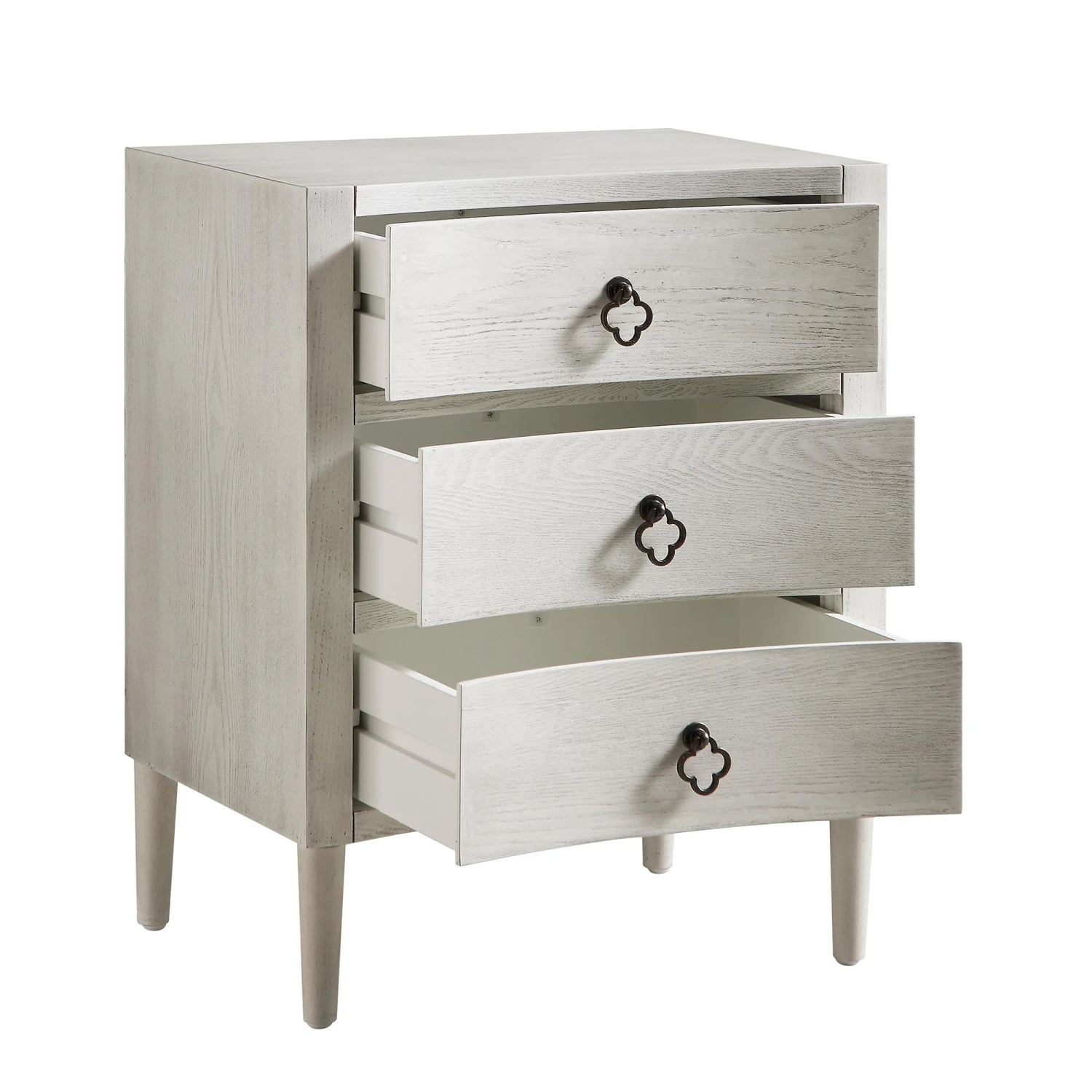 Thalia Concave 3 Drawer Bedside Table, Washed White 7 Thalia Concave 3 Drawer Bedside Table, Washed White - Image 7