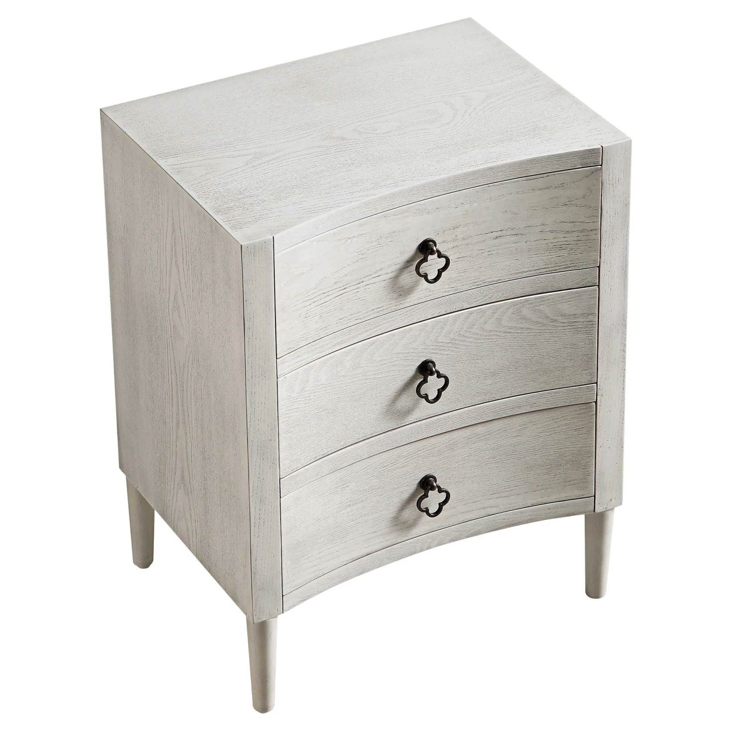 Thalia Concave 3 Drawer Bedside Table, Washed White 8 Thalia Concave 3 Drawer Bedside Table, Washed White - Image 8