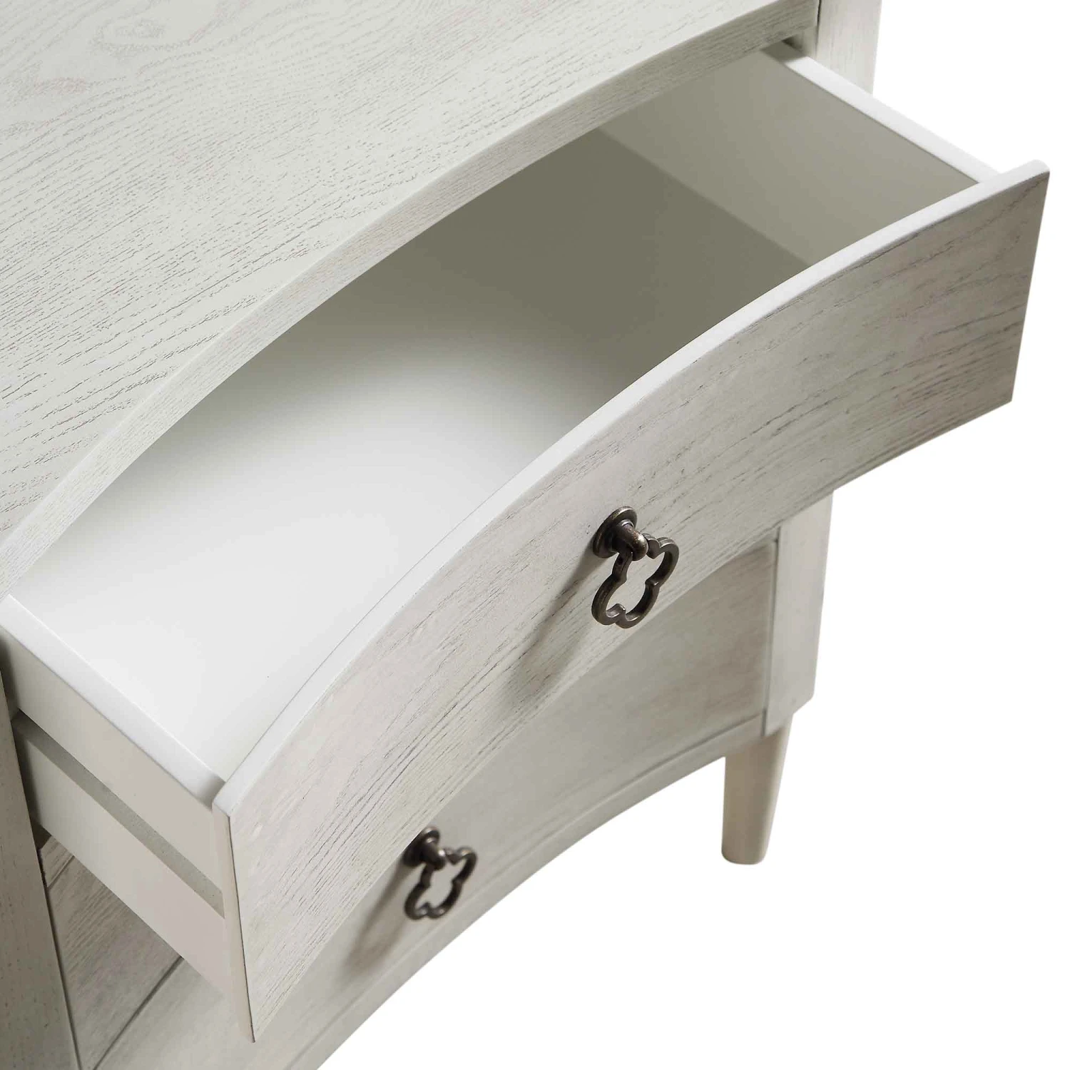 Thalia Concave 3 Drawer Bedside Table, Washed White 11 Thalia Concave 3 Drawer Bedside Table, Washed White - Image 11