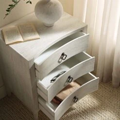 Thalia Concave 3 Drawer Bedside Table, Washed White 17 Thalia Concave 3 Drawer Bedside Table, Washed White -Daals Store XXNS 021 WHITEWASH scene2