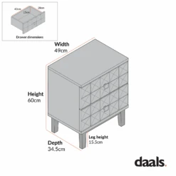Gibbs 2-Drawer Bedside Table, Natural 17 Gibbs 2-Drawer Bedside Table, Natural -Daals Store XXNS 025 CHART