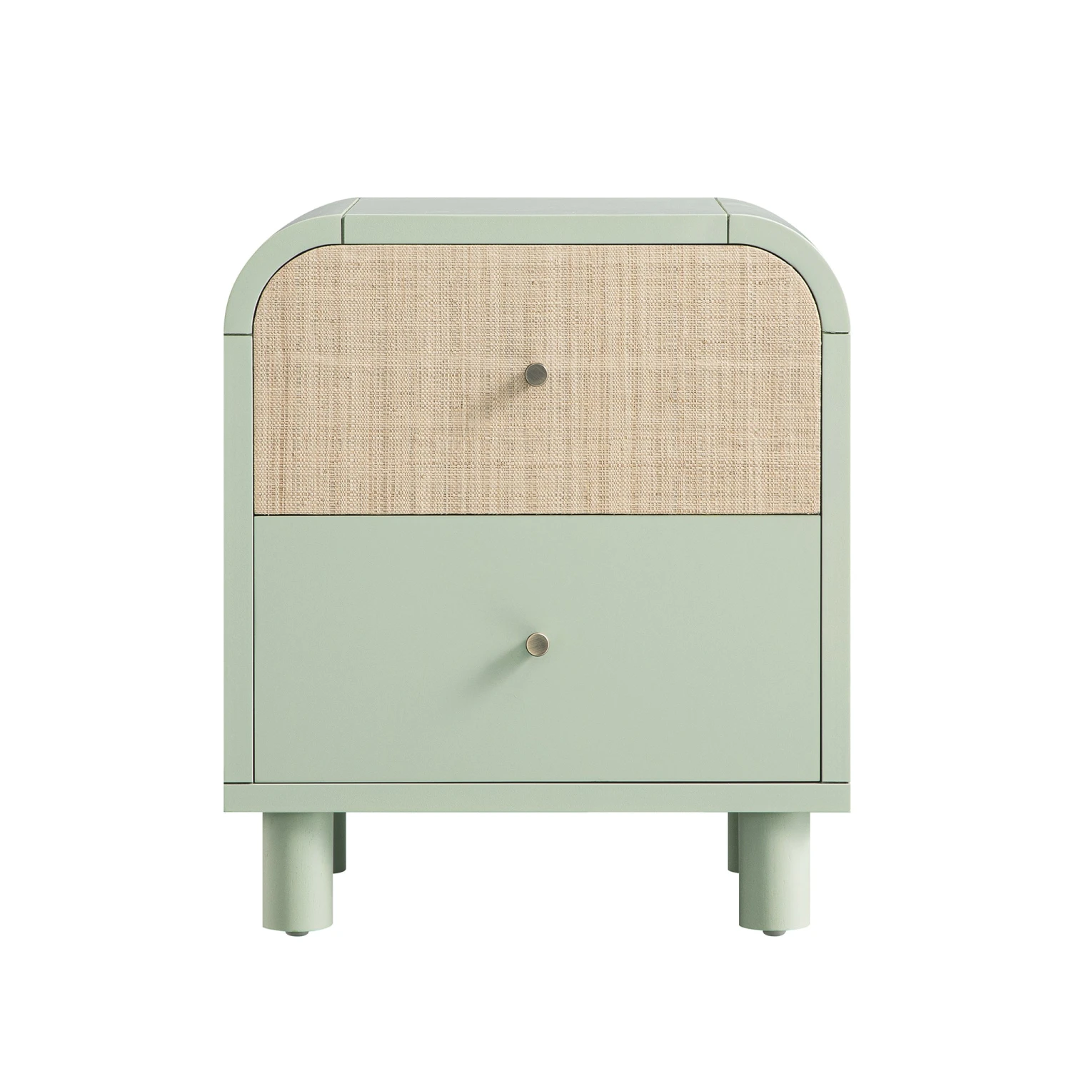 Maude 2 Drawer Bedside Table, Muted Pistachio Ash With Raffia 6 Maude 2 Drawer Bedside Table, Muted Pistachio Ash With Raffia - Image 6