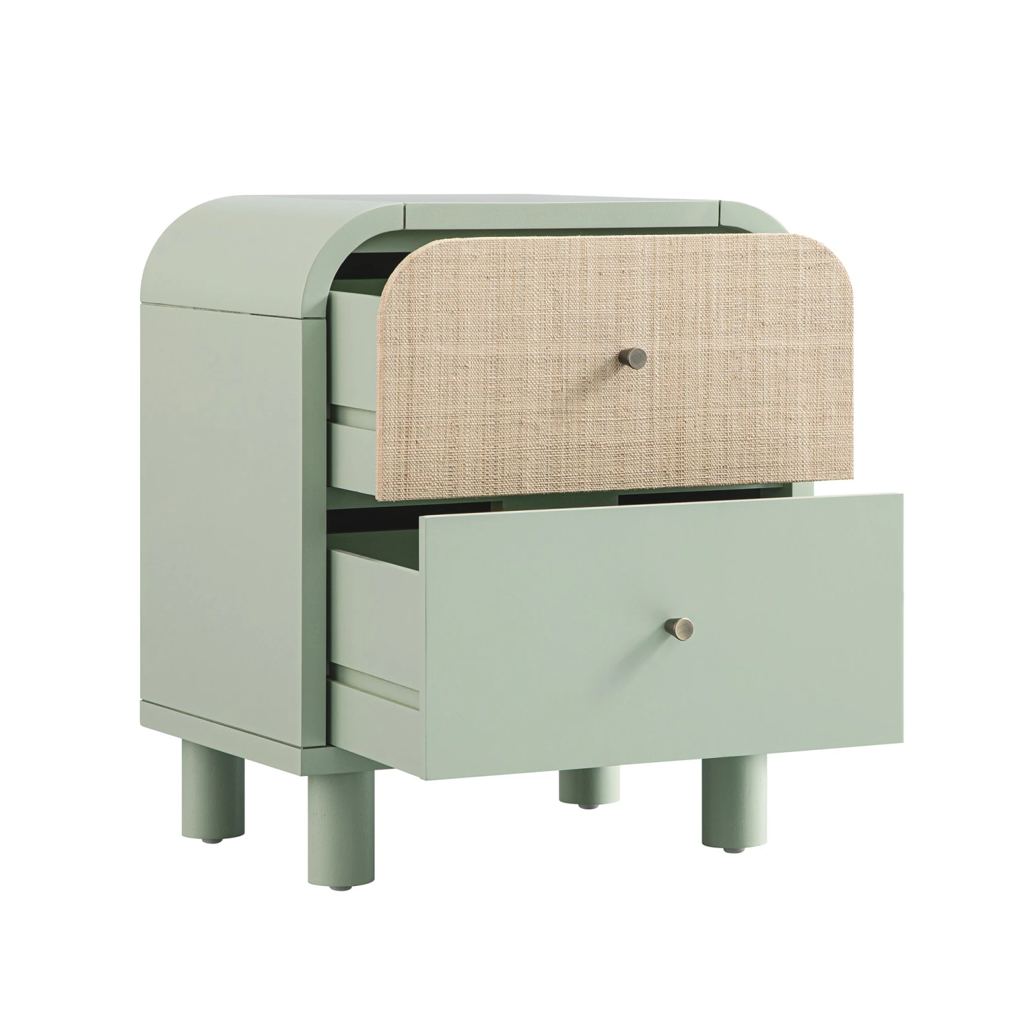 Maude 2 Drawer Bedside Table, Muted Pistachio Ash With Raffia 9 Maude 2 Drawer Bedside Table, Muted Pistachio Ash With Raffia - Image 9