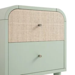Maude 2 Drawer Bedside Table, Muted Pistachio Ash With Raffia 24 Maude 2 Drawer Bedside Table, Muted Pistachio Ash With Raffia -Daals Store XXNS 029 GREEN RAF detail1
