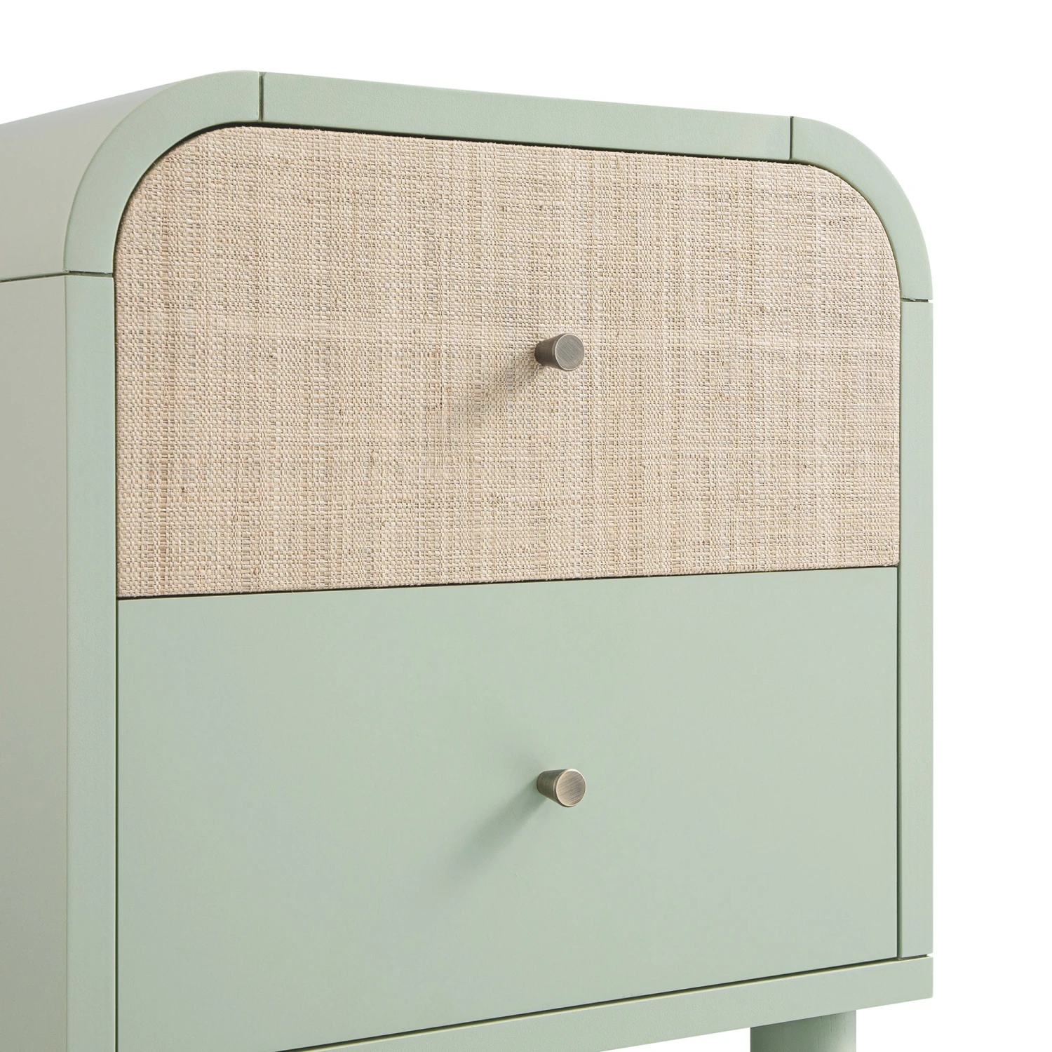 Maude 2 Drawer Bedside Table, Muted Pistachio Ash With Raffia 12 Maude 2 Drawer Bedside Table, Muted Pistachio Ash With Raffia - Image 12