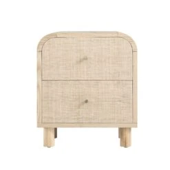 Maude 2 Drawer Bedside Table, Natural Ash With Raffia -Daals Store XXNS 029 NAT RAF WB1