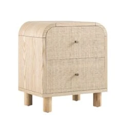 Maude 2 Drawer Bedside Table, Natural Ash With Raffia -Daals Store XXNS 029 NAT RAF WB2
