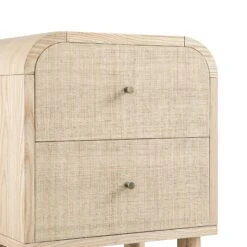 Maude 2 Drawer Bedside Table, Natural Ash With Raffia -Daals Store XXNS 029 NAT RAF detail2