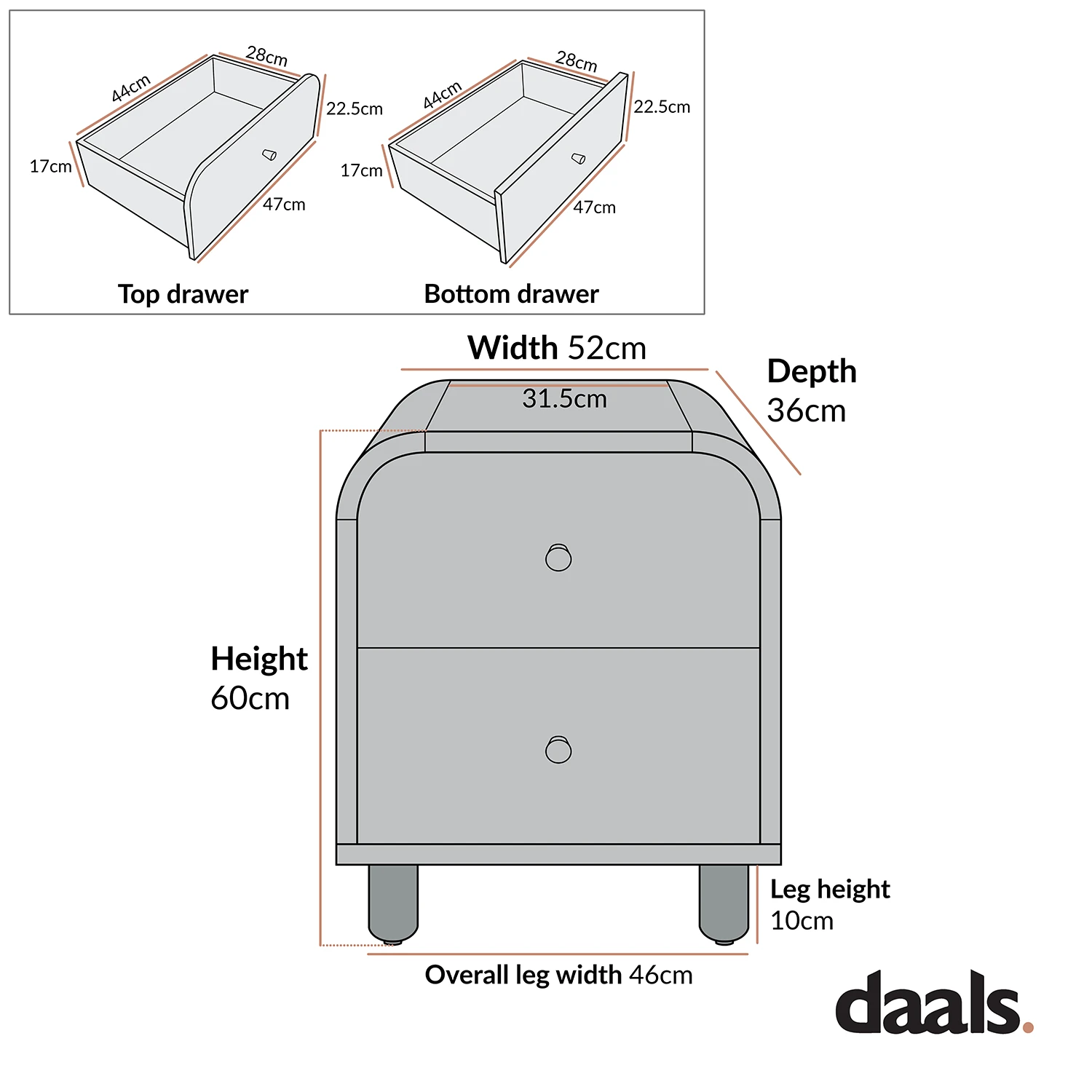 Maude 2 Drawer Bedside Table, Natural Ash 8 Maude 2 Drawer Bedside Table, Natural Ash - Image 8