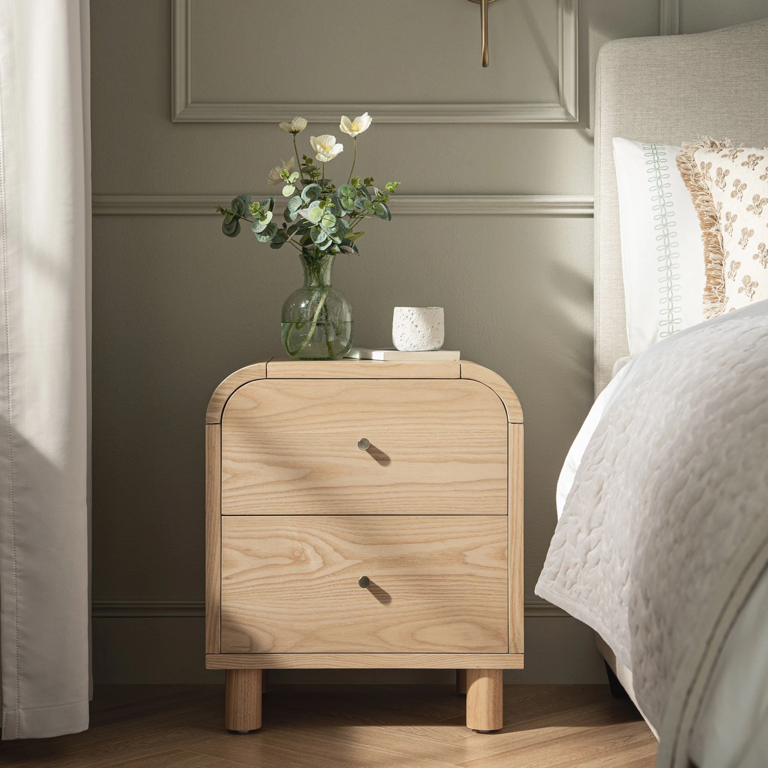 Maude 2 Drawer Bedside Table, Natural Ash 1 Maude 2 Drawer Bedside Table, Natural Ash