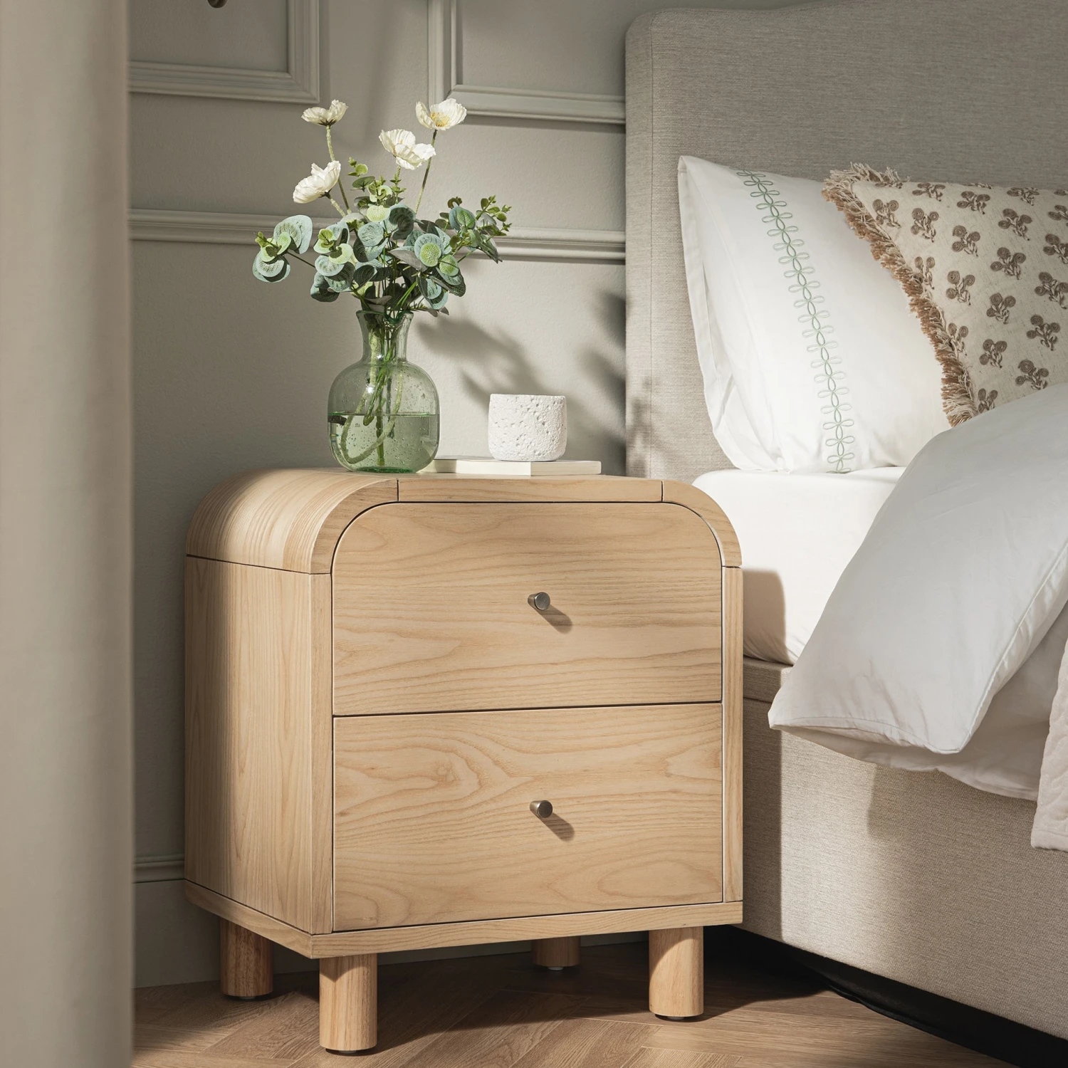 Maude 2 Drawer Bedside Table, Natural Ash 2 Maude 2 Drawer Bedside Table, Natural Ash - Image 2