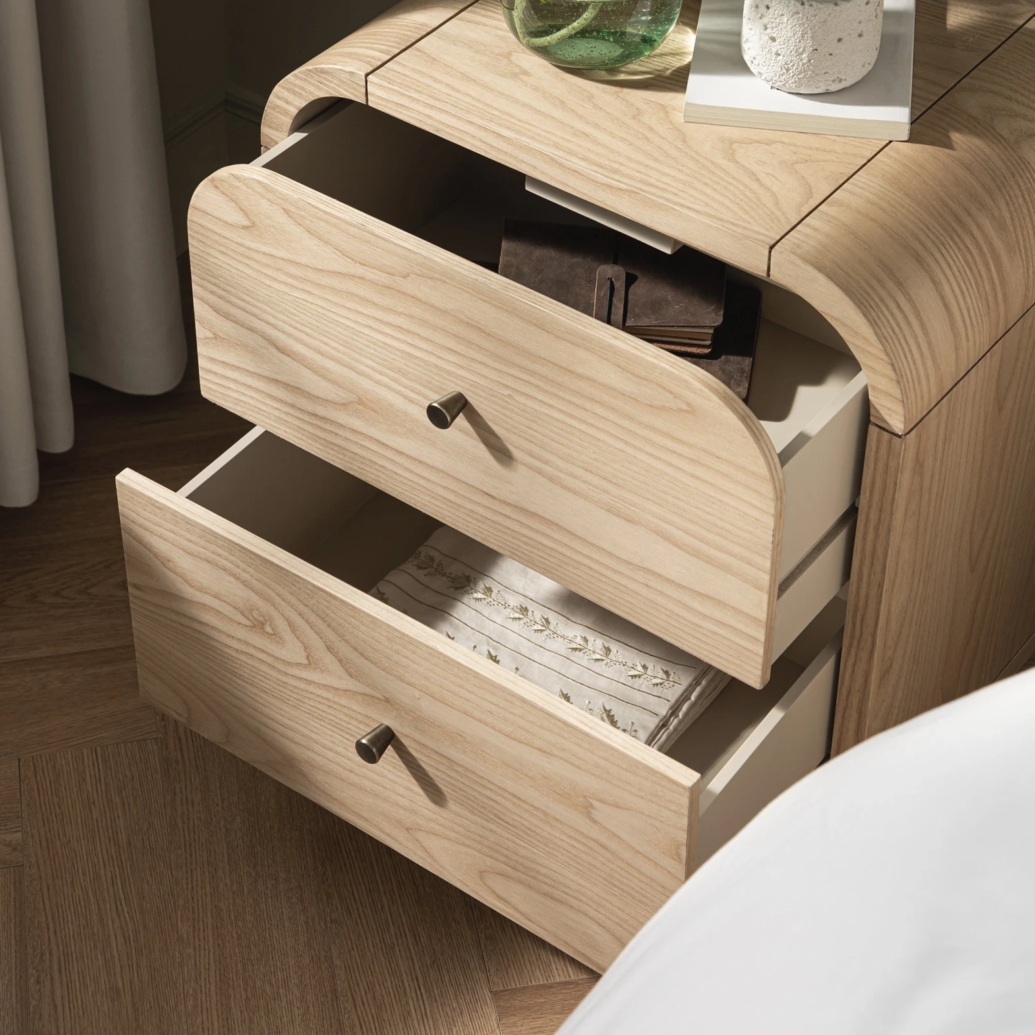 Maude 2 Drawer Bedside Table, Natural Ash 3 Maude 2 Drawer Bedside Table, Natural Ash - Image 3