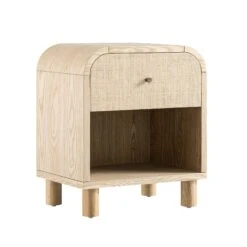 Maude 1 Drawer Bedside Table, Natural Ash With Raffia -Daals Store XXNS 031 NAT RAF WB2