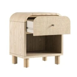 Maude 1 Drawer Bedside Table, Natural Ash With Raffia -Daals Store XXNS 031 NAT RAF WB3