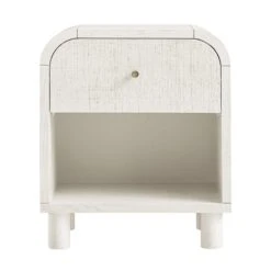 Maude 1 Drawer Bedside Table, Washed White Ash With Raffia -Daals Store XXNS 031 WHITE RAF WB1