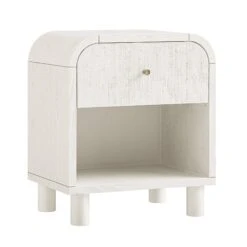 Maude 1 Drawer Bedside Table, Washed White Ash With Raffia -Daals Store XXNS 031 WHITE RAF WB2