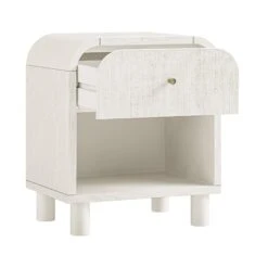 Maude 1 Drawer Bedside Table, Washed White Ash With Raffia -Daals Store XXNS 031 WHITE RAF WB3