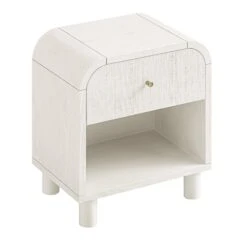 Maude 1 Drawer Bedside Table, Washed White Ash With Raffia -Daals Store XXNS 031 WHITE RAF WB4