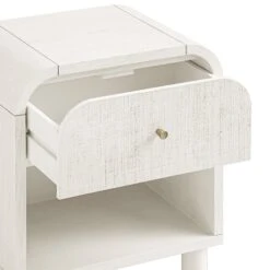 Maude 1 Drawer Bedside Table, Washed White Ash With Raffia -Daals Store XXNS 031 WHITE RAF detail2