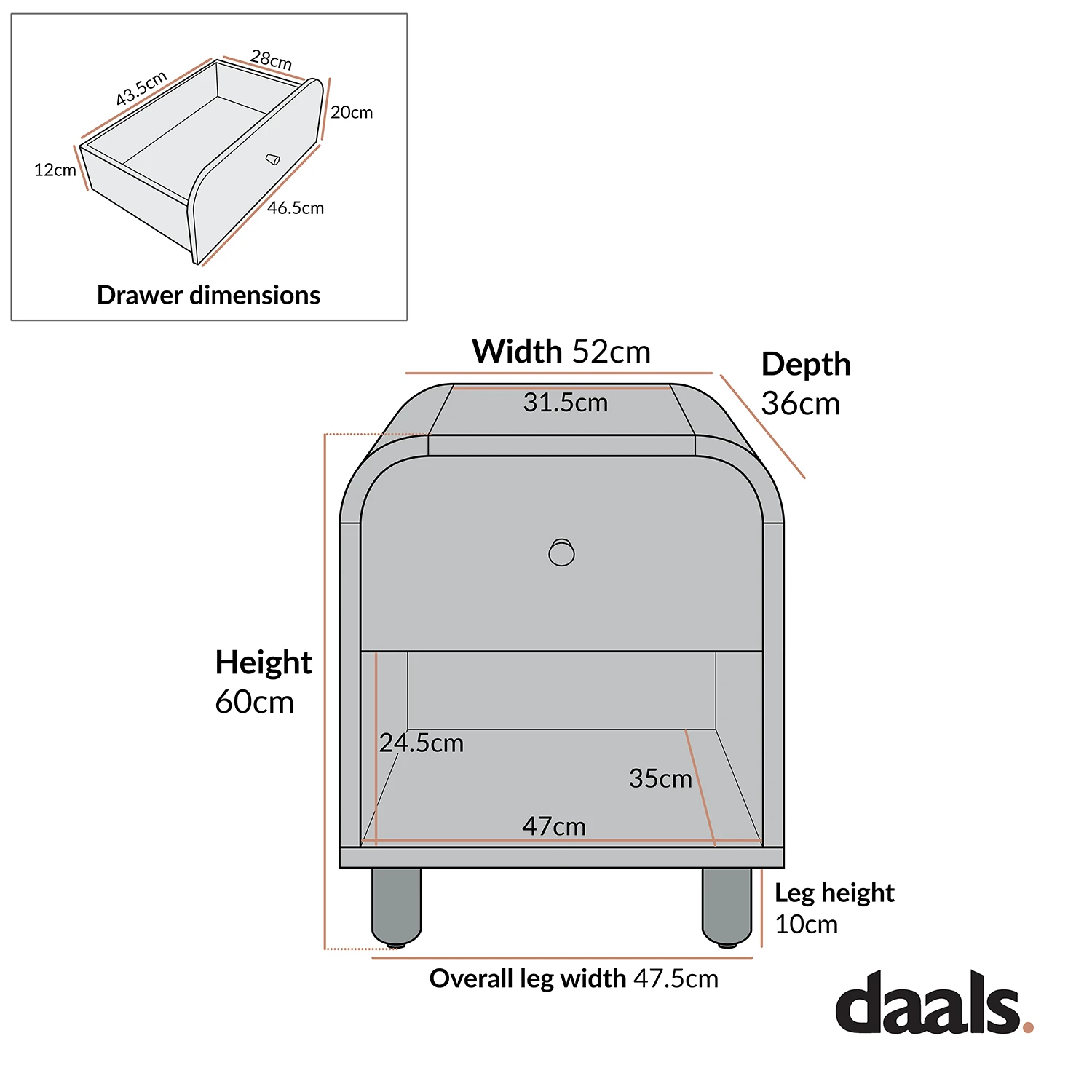 Maude 1 Drawer Bedside Table, Natural Ash 8 Maude 1 Drawer Bedside Table, Natural Ash - Image 8