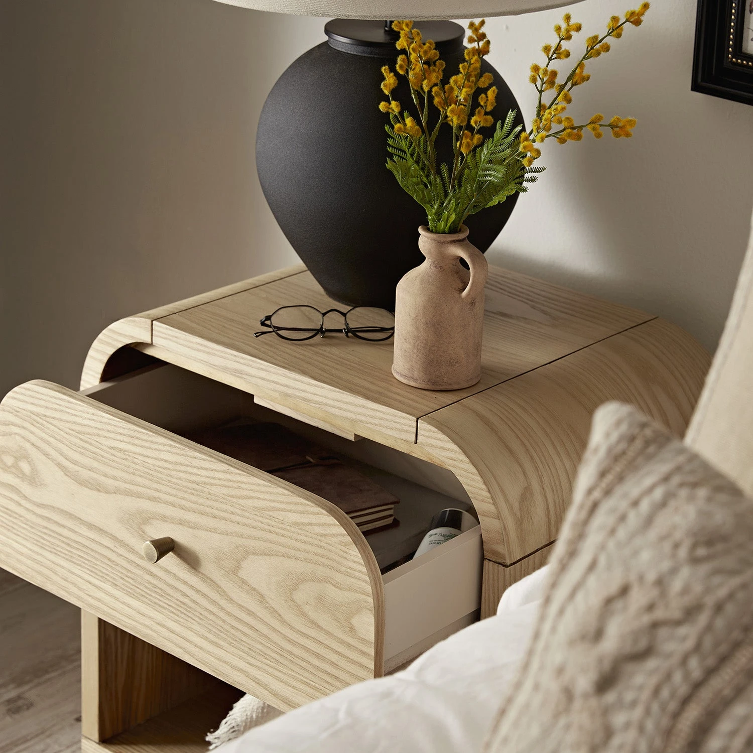 Maude 1 Drawer Bedside Table, Natural Ash 3 Maude 1 Drawer Bedside Table, Natural Ash - Image 3