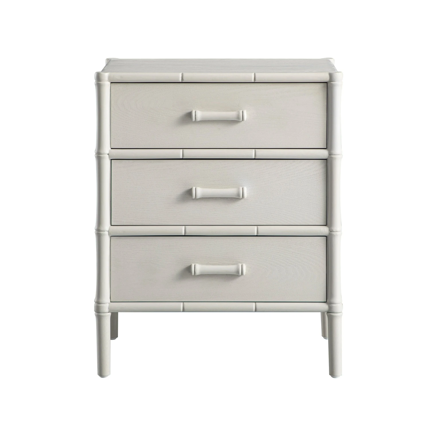 Elstowe Faux Bamboo 3-Drawer Bedside Table, Shaded White 7 Elstowe Faux Bamboo 3-Drawer Bedside Table, Shaded White - Image 7