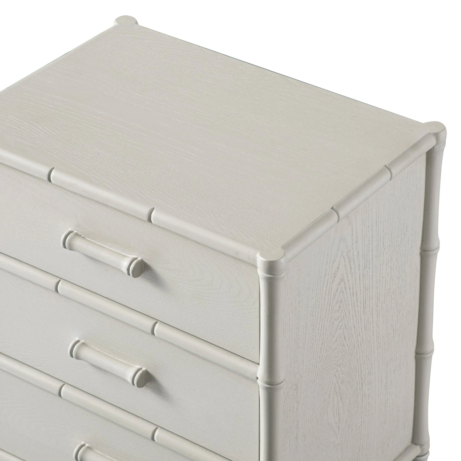 Elstowe Faux Bamboo 3-Drawer Bedside Table, Shaded White 15 Elstowe Faux Bamboo 3-Drawer Bedside Table, Shaded White - Image 15
