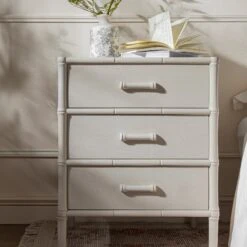 Elstowe Faux Bamboo 3-Drawer Bedside Table, Shaded White 17 Elstowe Faux Bamboo 3-Drawer Bedside Table, Shaded White -Daals Store XXNS 060 BEIGE scene2
