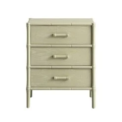 Elstowe Faux Bamboo 3-Drawer Bedside Table, Sage Green 21 Elstowe Faux Bamboo 3-Drawer Bedside Table, Sage Green -Daals Store XXNS 060 GREEN WB1