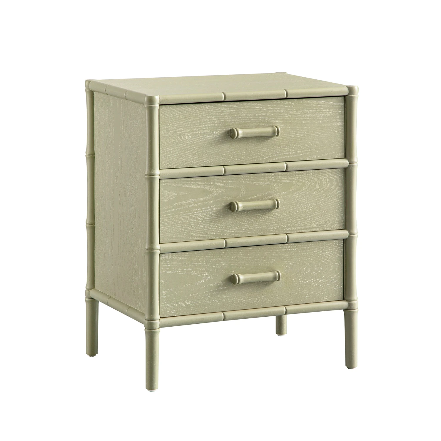 Elstowe Faux Bamboo 3-Drawer Bedside Table, Sage Green 8 Elstowe Faux Bamboo 3-Drawer Bedside Table, Sage Green - Image 8