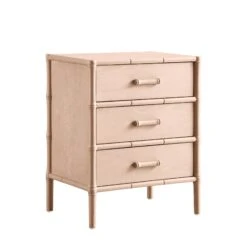 Elstowe Faux Bamboo 3-Drawer Bedside Table, Nude Pink 24 Elstowe Faux Bamboo 3-Drawer Bedside Table, Nude Pink -Daals Store XXNS 060 NUDE WB2