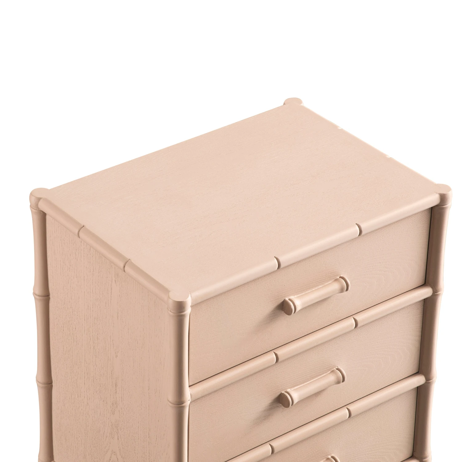 Elstowe Faux Bamboo 3-Drawer Bedside Table, Nude Pink 15 Elstowe Faux Bamboo 3-Drawer Bedside Table, Nude Pink - Image 15