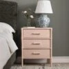 Elstowe Faux Bamboo 3-Drawer Bedside Table, Nude Pink