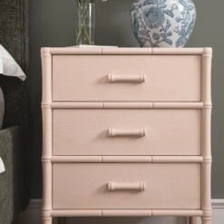 Elstowe Faux Bamboo 3-Drawer Bedside Table, Nude Pink 18 Elstowe Faux Bamboo 3-Drawer Bedside Table, Nude Pink -Daals Store XXNS 060 NUDE scene2