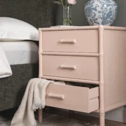 Elstowe Faux Bamboo 3-Drawer Bedside Table, Nude Pink 19 Elstowe Faux Bamboo 3-Drawer Bedside Table, Nude Pink -Daals Store XXNS 060 NUDE scene3