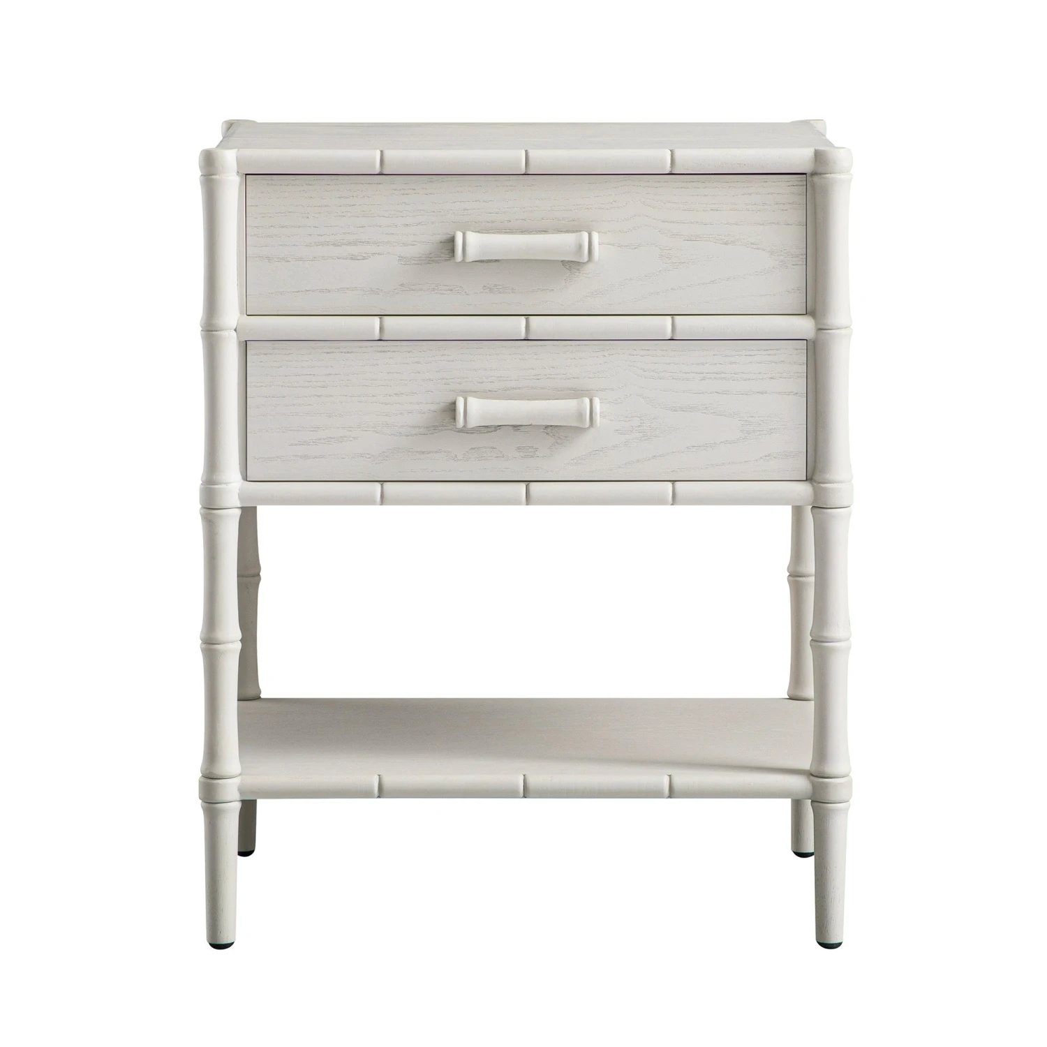 Elstowe Faux Bamboo 2-Drawer Bedside Table, Shaded White 1 Elstowe Faux Bamboo 2-Drawer Bedside Table, Shaded White