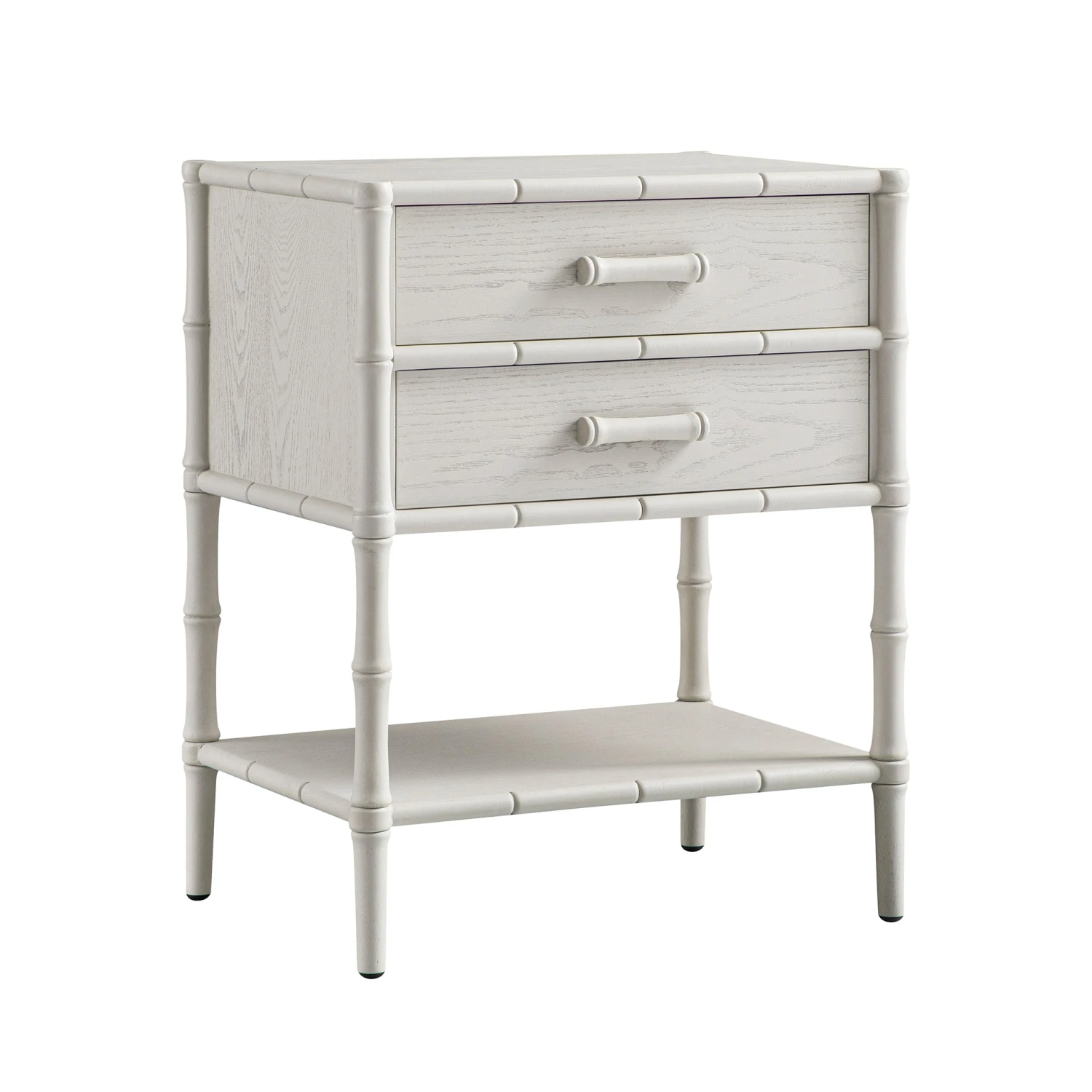 Elstowe Faux Bamboo 2-Drawer Bedside Table, Shaded White 2 Elstowe Faux Bamboo 2-Drawer Bedside Table, Shaded White - Image 2