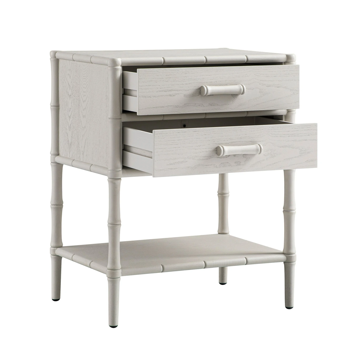 Elstowe Faux Bamboo 2-Drawer Bedside Table, Shaded White 4 Elstowe Faux Bamboo 2-Drawer Bedside Table, Shaded White - Image 4
