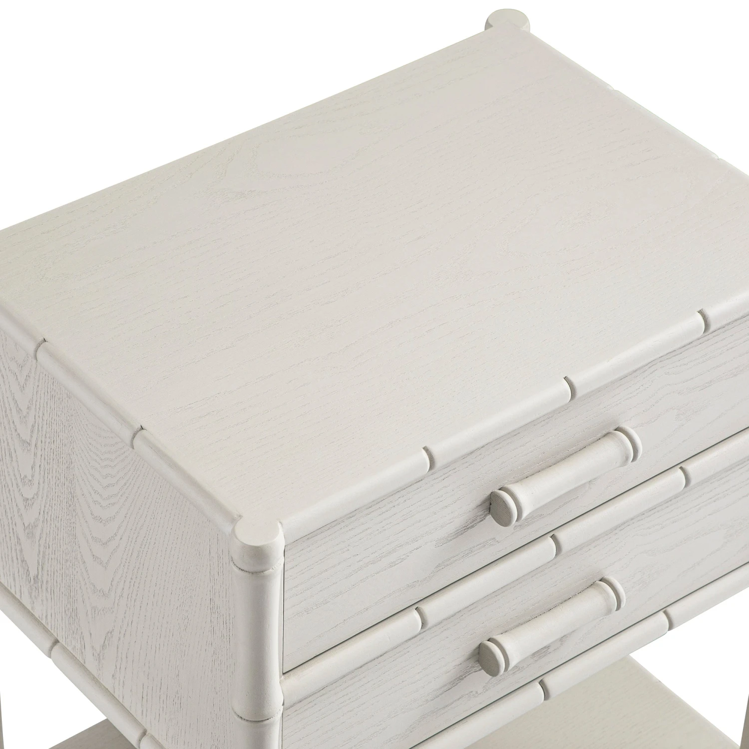 Elstowe Faux Bamboo 2-Drawer Bedside Table, Shaded White 8 Elstowe Faux Bamboo 2-Drawer Bedside Table, Shaded White - Image 8