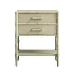 Elstowe Faux Bamboo 2-Drawer Bedside Table, Sage Green 18 Elstowe Faux Bamboo 2-Drawer Bedside Table, Sage Green -Daals Store XXNS 061 GREEN WB1
